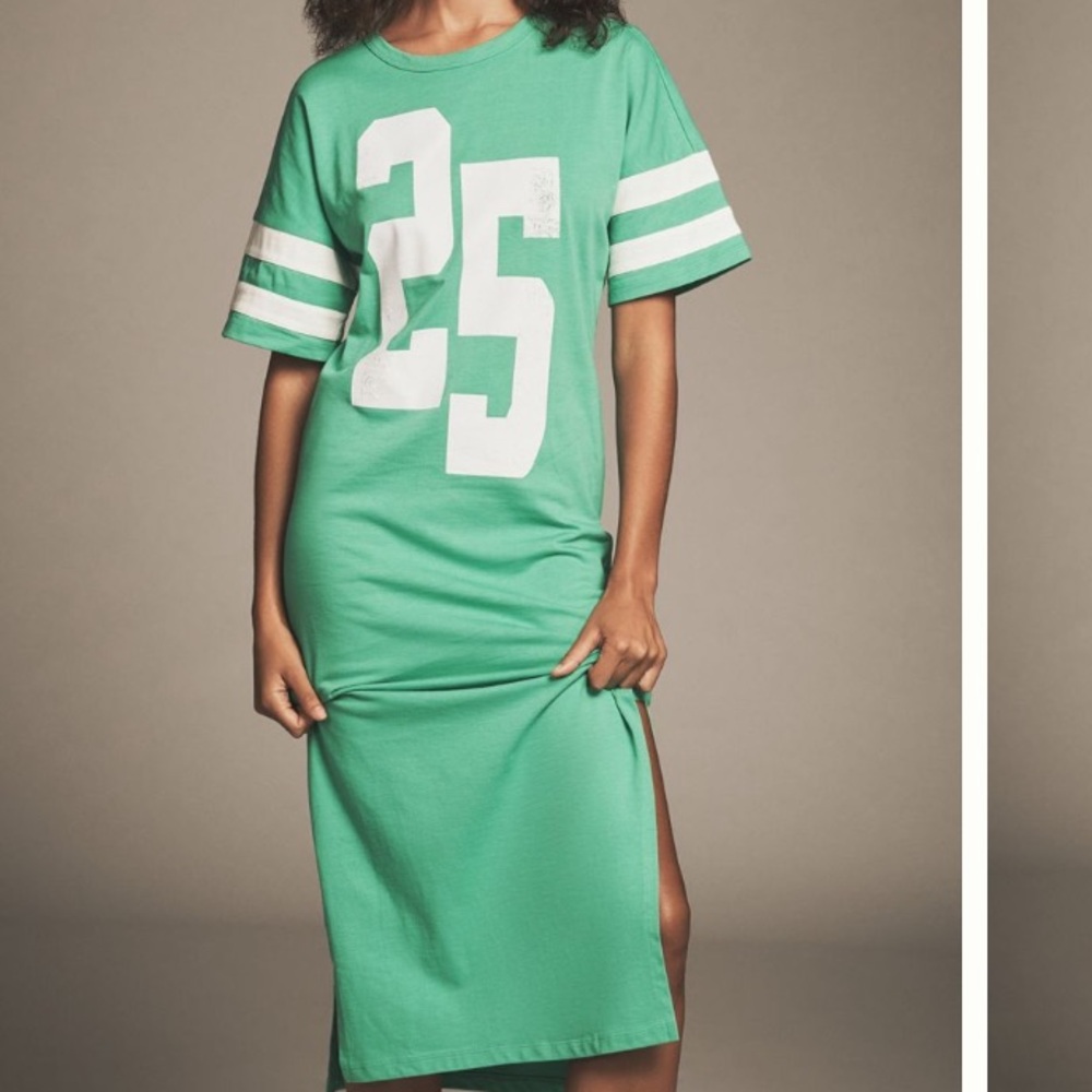 Green Striped Jersey Dress